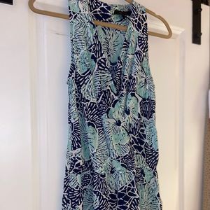 BCBG blue and aqua tropical romper size small